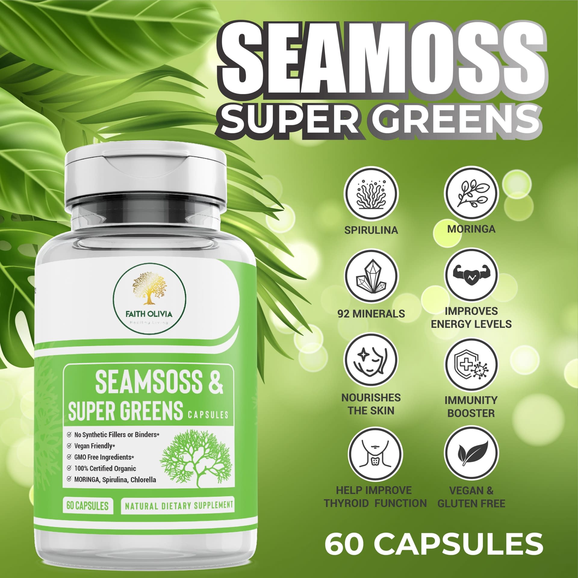 Faith Olivia - Sea Moss Capsules - Super Greens - Image 3